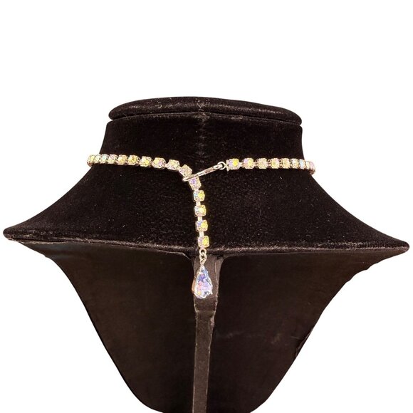 Weiss Womens Aurora Borealis Vintage Necklace & Earrings Set Silver Tone Rhinest - Picture 4 of 9